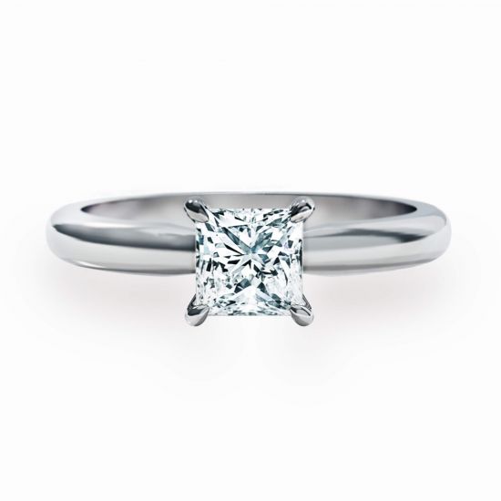 经典公主方形切割钻石订婚戒指, 放大圖像 1
