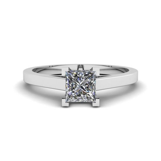 18K 白金公主方形切割钻石戒指, 放大圖像 1