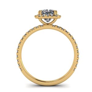 垫形钻石光环订婚戒指黄金 - 照片 1