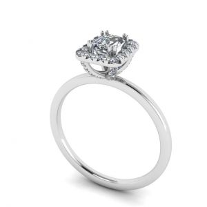 椭圆形钻石光环光环订婚戒指 - 照片 1