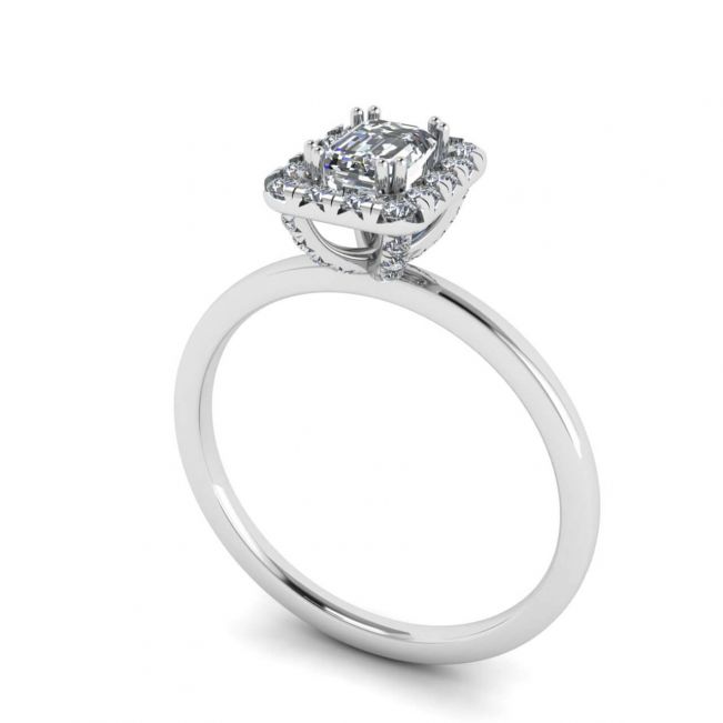 椭圆形钻石光环光环订婚戒指 - 照片 1