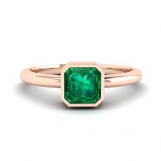18K 玫瑰金时尚方形祖母绿戒指
