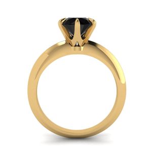订婚戒指黄金 1 克拉黑钻 - 照片 1