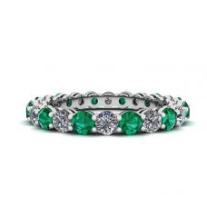经典 3 毫米祖母绿和钻石永恒戒指