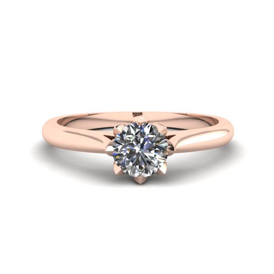 莲花钻石订婚戒指玫瑰金, 放大圖像 1