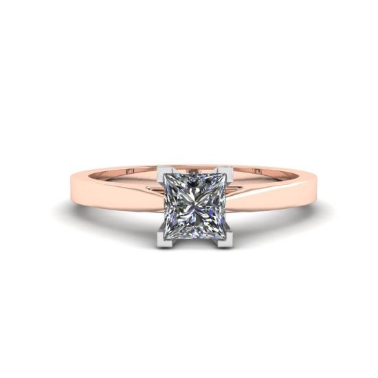 白金和玫瑰金方形钻石戒指, 圖像 1