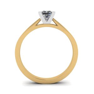 未来风格公主方形切割黄金钻石戒指 - 照片 1