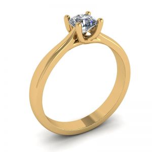 圆形钻石 18K 黄金交叉爪戒指 - 照片 3