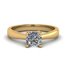 圆形钻石 18K 黄金交叉爪戒指