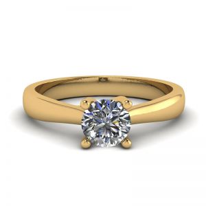圆形钻石 18K 黄金交叉爪戒指