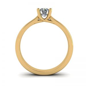 圆形钻石 18K 黄金交叉爪戒指 - 照片 1