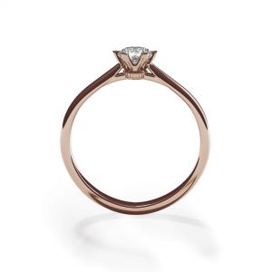皇冠钻石 6 爪玫瑰金订婚戒指 - 照片 1