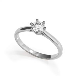 皇冠钻石 6 爪订婚戒指 - 照片 3