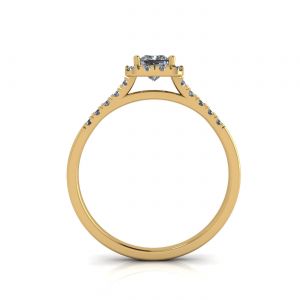 黄金光环公主方形切割钻石戒指 - 照片 1