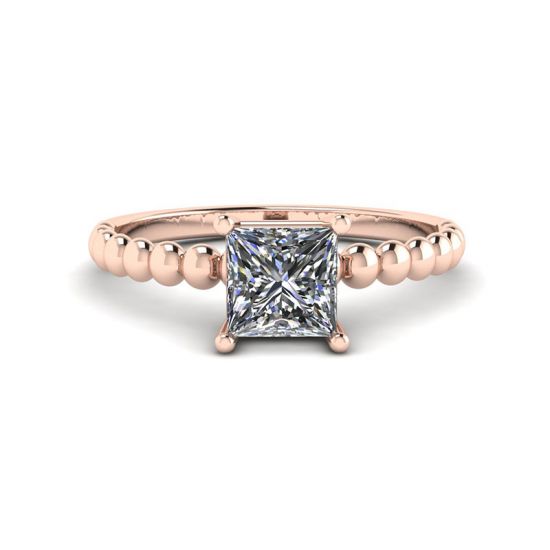18K 玫瑰金公主方形切割钻石胡须戒指, 放大圖像 1