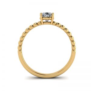 串珠戒指梨形切割订婚戒指黄金 - 照片 1