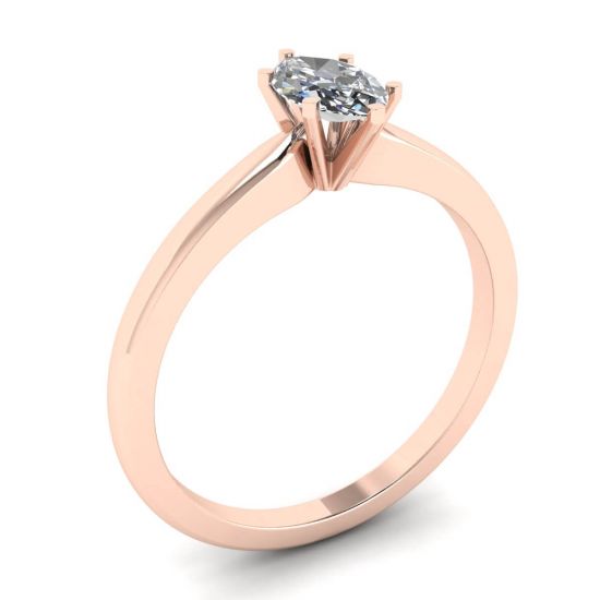 榄尖形切割钻石玫瑰订婚戒指,  放大圖像 4