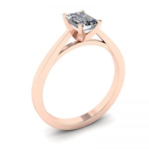 未来风格 18K 玫瑰金祖母绿切割钻石戒指 - 照片 3