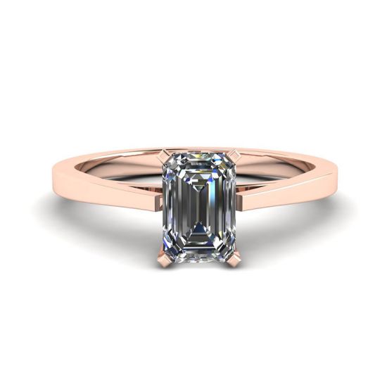 未来风格 18K 玫瑰金祖母绿切割钻石戒指, 放大圖像 1
