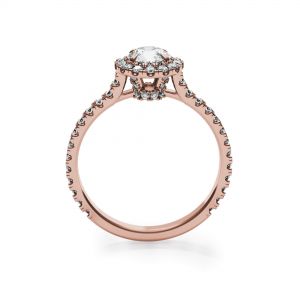 18K 玫瑰金 Halo 圆形钻石戒指 - 照片 1