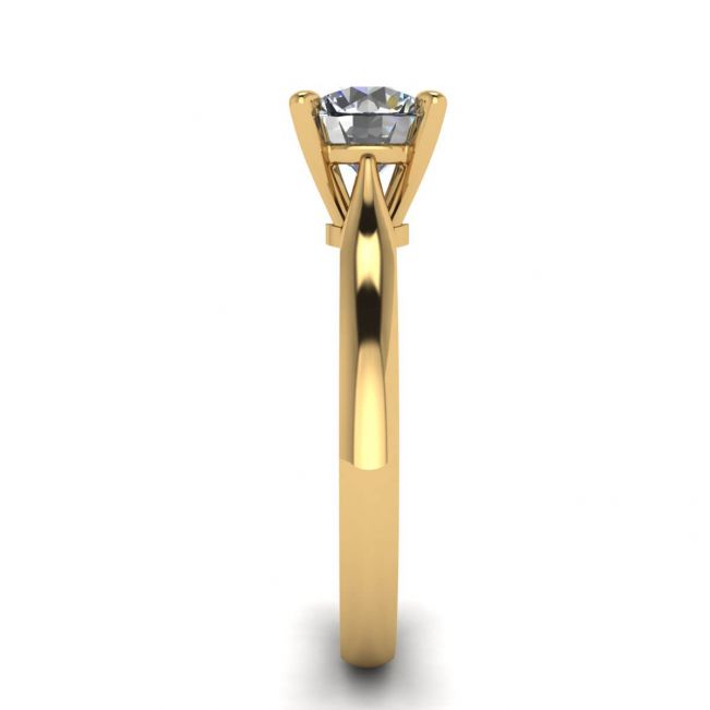 经典钻石戒指，镶有一颗钻石，黄金 - 照片 2