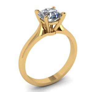 经典钻石戒指，镶有一颗钻石，黄金 - 照片 3