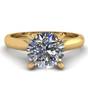 经典钻石戒指，镶有一颗钻石，黄金