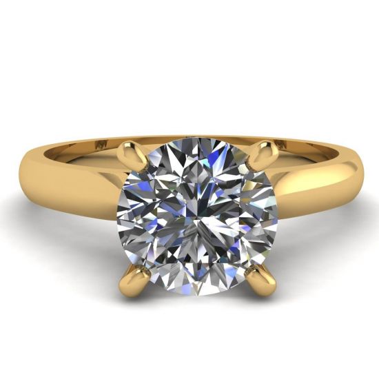 经典钻石戒指，镶有一颗钻石，黄金, 放大圖像 1