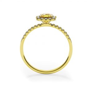 垫形 0.5 克拉黄钻戒指，带光环黄金 - 照片 1