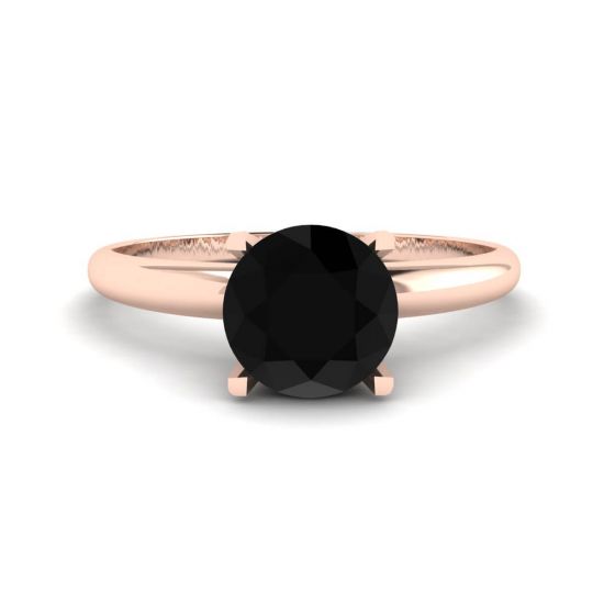 黑钻石 V 形镶嵌戒指玫瑰金, 放大圖像 1