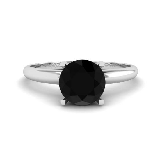 白金黑色钻石 V 形镶嵌戒指, 放大圖像 1