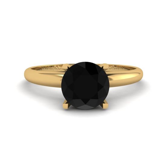 黑钻 V 形镶嵌戒指 黄金, 放大圖像 1