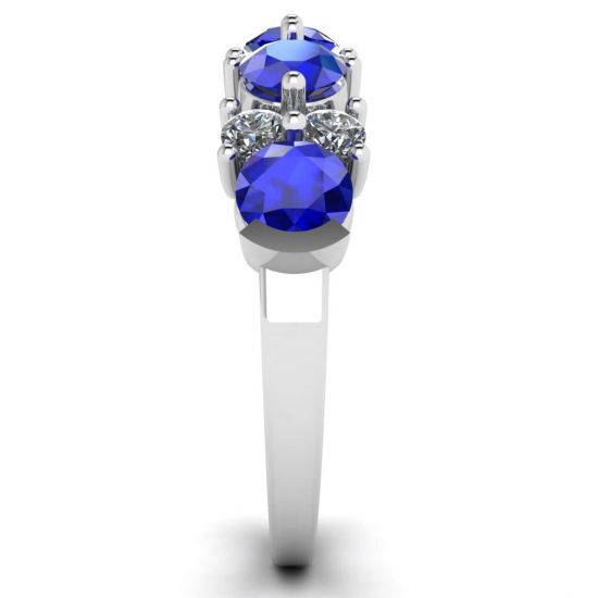 镶有蓝宝石和钻石的现代花环戒指, More Image 1