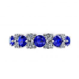 镶有蓝宝石和钻石的现代花环戒指