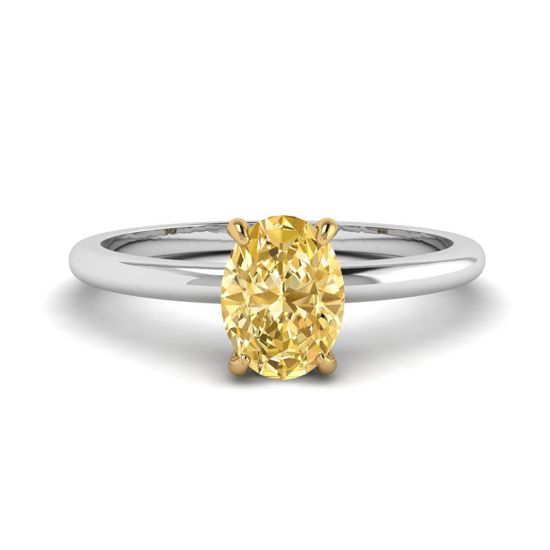 椭圆形黄钻单石戒指, 放大圖像 1