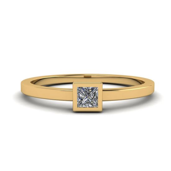 公主方形钻石小戒指 La Promesse 黄金, 放大圖像 1