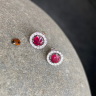红宝石耳钉搭配可拆卸钻石光环外套玫瑰金, 圖像 5