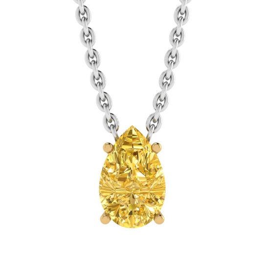 梨形彩黄钻石链项链黄金, 放大圖像 1