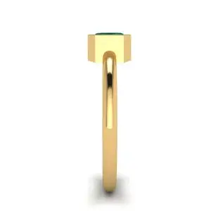 18K 金时尚方形祖母绿戒指 - 照片 2