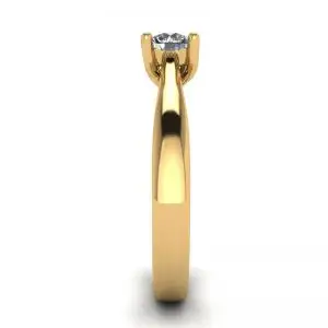 圆形钻石 18K 黄金交叉爪戒指 - 照片 2