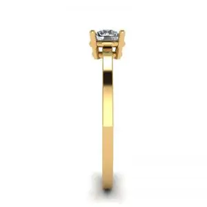 圆形钻石单石简约 18K 黄金戒指 - 照片 2