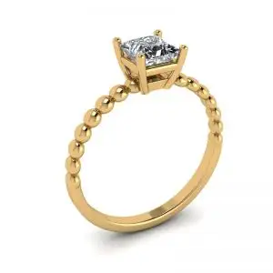 18K 金公主方形切割钻石胡须戒指 - 照片 3