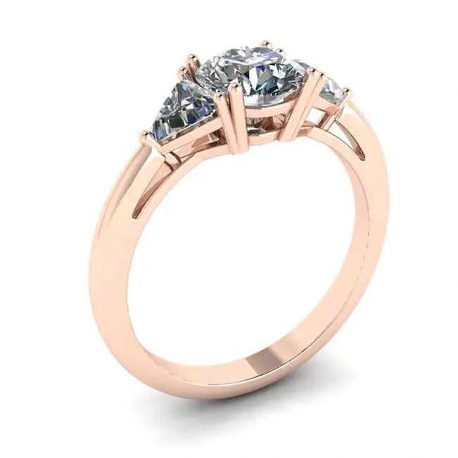 18K 玫瑰金三钻戒指 - 照片 3