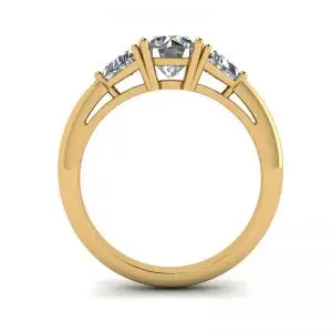 18K 金三钻戒指 - 照片 1