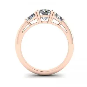 18K 玫瑰金三钻戒指 - 照片 1