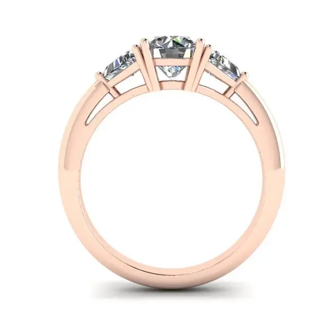 18K 玫瑰金三钻戒指 - 照片 1
