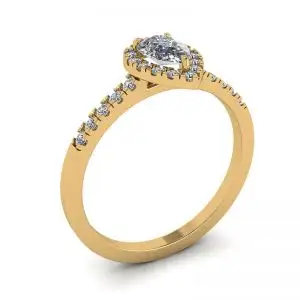 18K 金光环钻石梨形戒指 - 照片 3