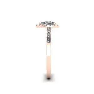 18K 金光环钻石梨形戒指 - 照片 1