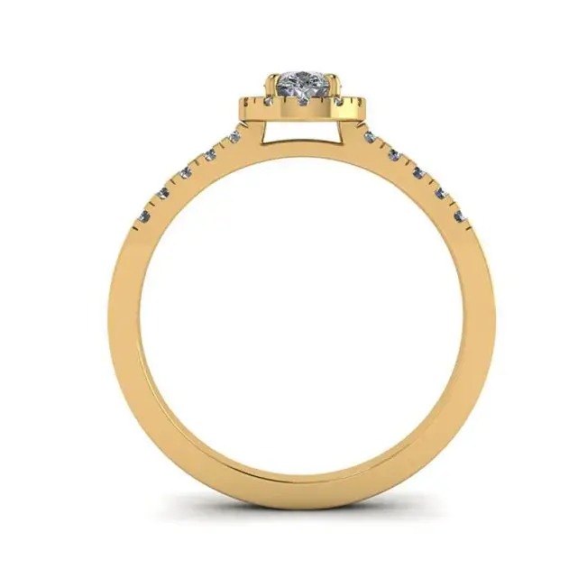 18K 金光环钻石梨形戒指 - 照片 1