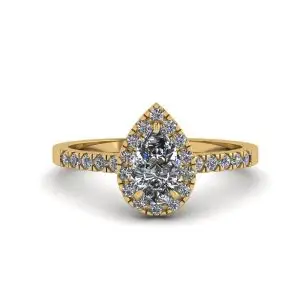 18K 金光环钻石梨形戒指 - 照片 2